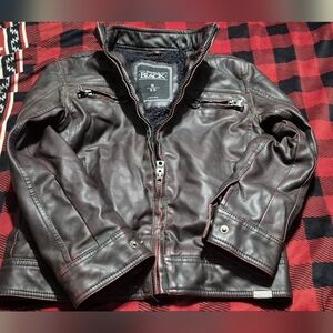 Boys Buckle Black Faux Leather Jacket